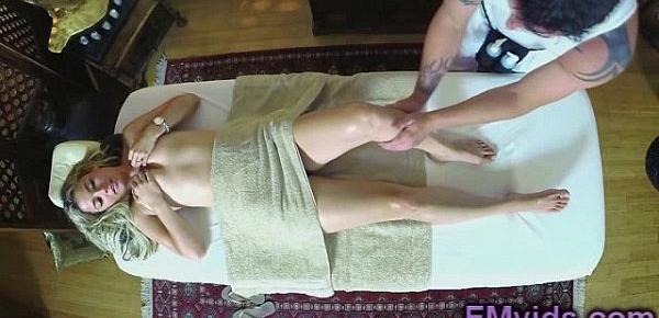  Sexy blonde fucked by horny masseur